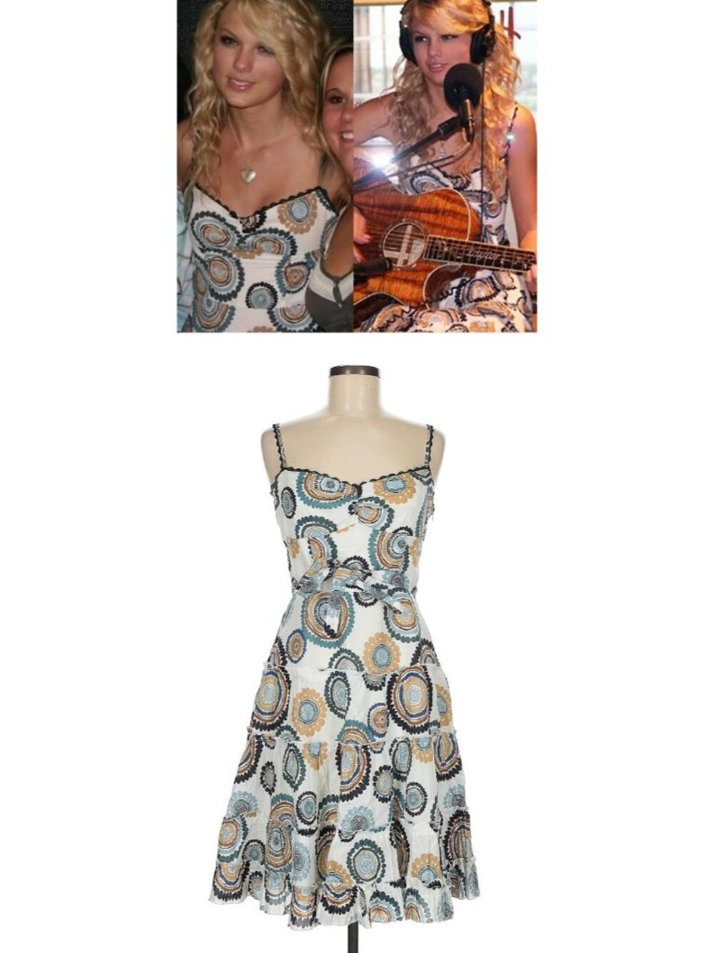 ASO TAYLOR SWIFT Fit and Flare Print Sundress Y2K EUC RARE
